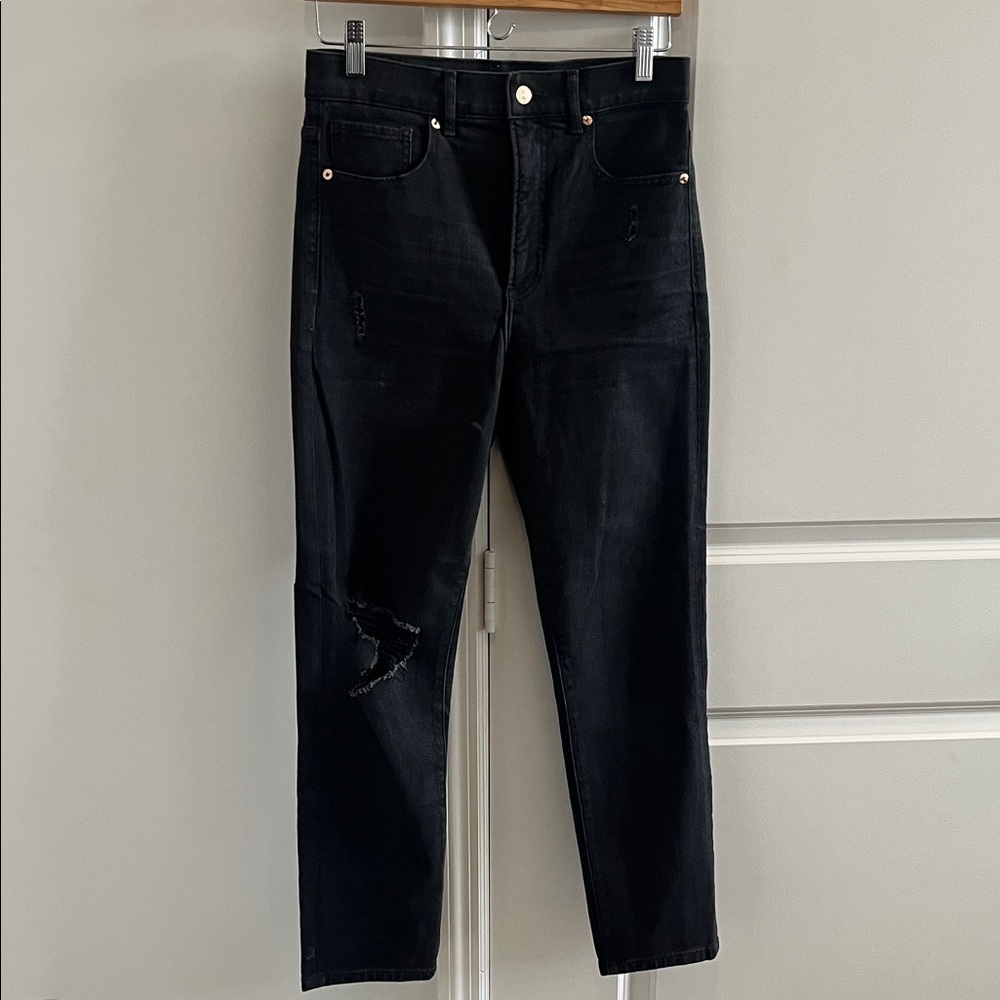 Express Women's Black Distressed Slim Jeans